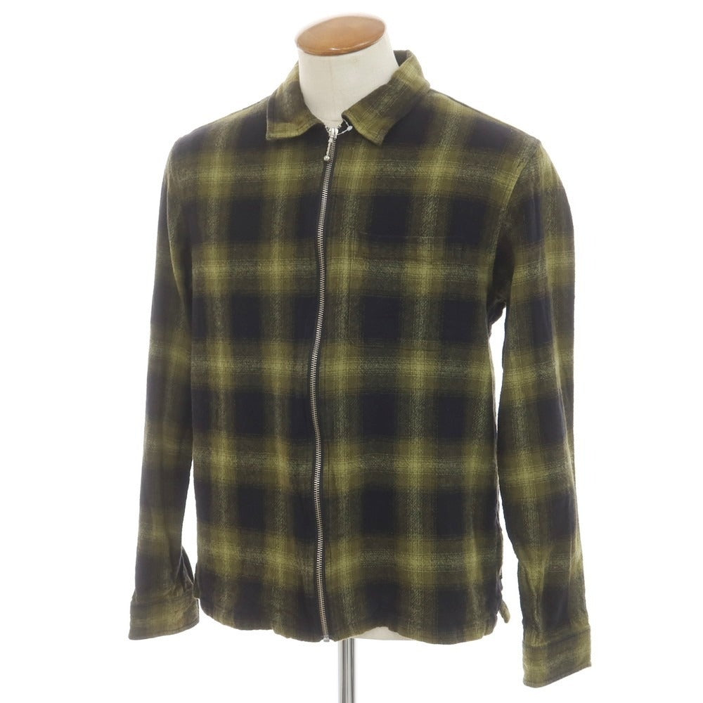 [Used] STUSSY Cotton Zip-up Casual Shirt Green x Black [M] [Condition Rank B] [Men&
