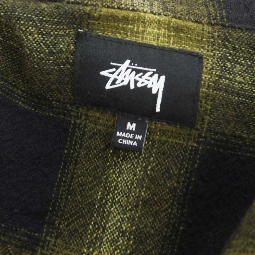 [Used] STUSSY Cotton Zip-up Casual Shirt Green x Black [M] [Condition Rank B] [Men&