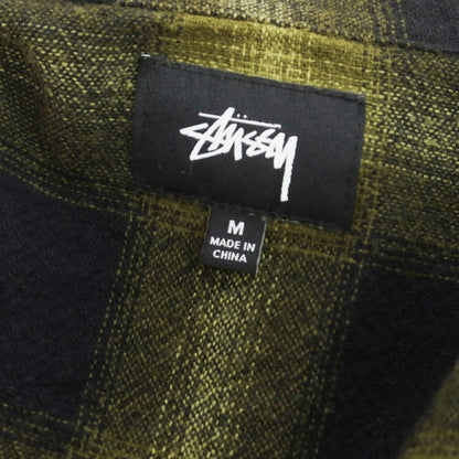 [Used] STUSSY Cotton Zip-up Casual Shirt Green x Black [M] [Condition Rank B] [Men&