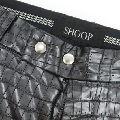 【中古】シュープ SHOOP 合成皮革 フェイクレザー クロコ型押し パンツ メタリックグレー【 表記なし（S位） 】【 状態ランクB 】【 メンズ 】