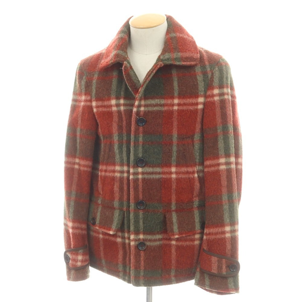 【中古】チャットシーウィン chat c win ウールナイロン チェック ワークジャケット レッドxグリーン【 44 】【 状態ランクA 】【 メンズ 】