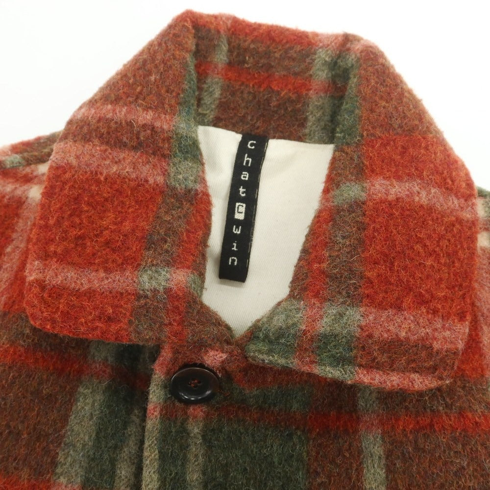 【中古】チャットシーウィン chat c win ウールナイロン チェック ワークジャケット レッドxグリーン【 44 】【 状態ランクA 】【 メンズ 】