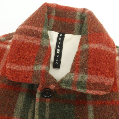 【中古】チャットシーウィン chat c win ウールナイロン チェック ワークジャケット レッドxグリーン【 44 】【 状態ランクA 】【 メンズ 】