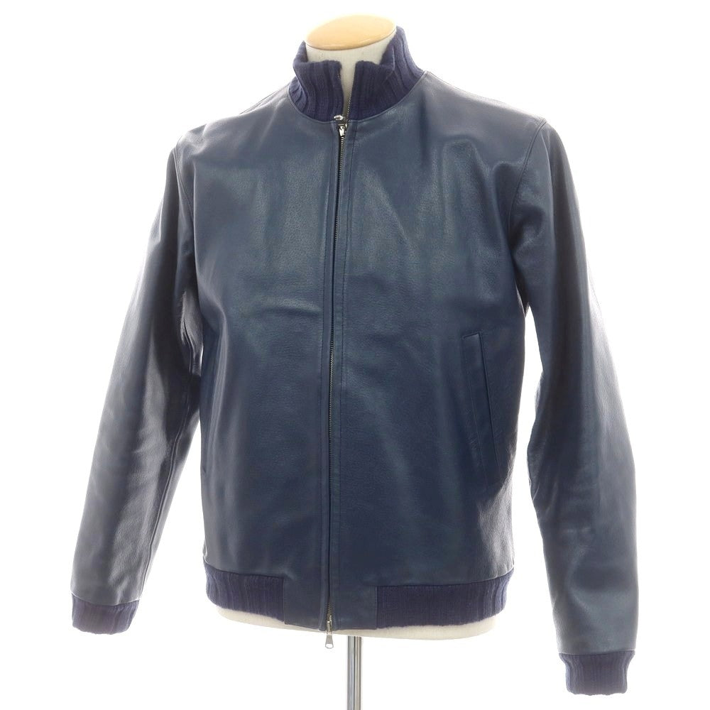 【中古】チンクアンタ Cinquanta ジップアップ レザーブルゾン ネイビー【 サイズ44 】【 状態ランクB 】【 メンズ 】 [CPD]