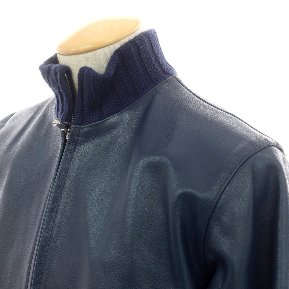 【中古】チンクアンタ Cinquanta ジップアップ レザーブルゾン ネイビー【 44 】【 状態ランクB 】【 メンズ 】