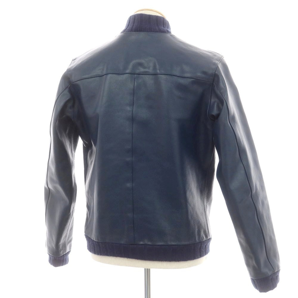 【中古】チンクアンタ Cinquanta ジップアップ レザーブルゾン ネイビー【 サイズ44 】【 状態ランクB 】【 メンズ 】 [CPD]