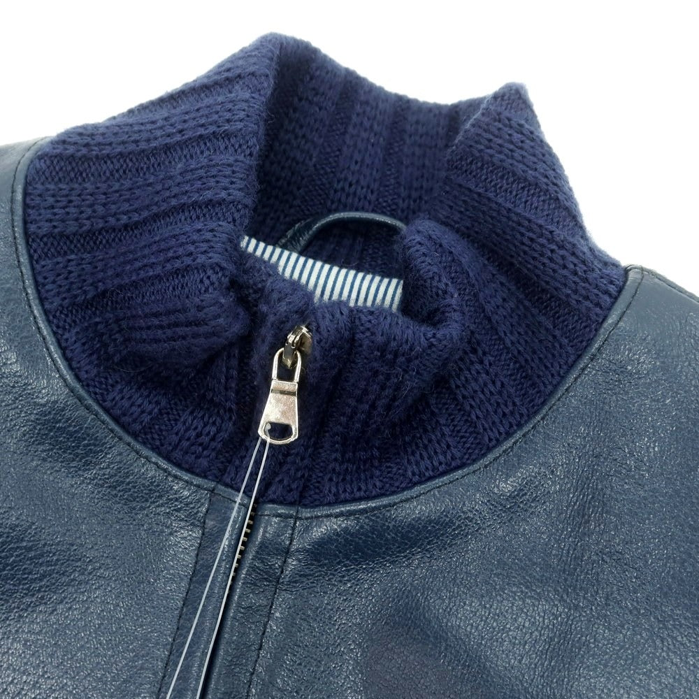 【中古】チンクアンタ Cinquanta ジップアップ レザーブルゾン ネイビー【 44 】【 状態ランクB 】【 メンズ 】