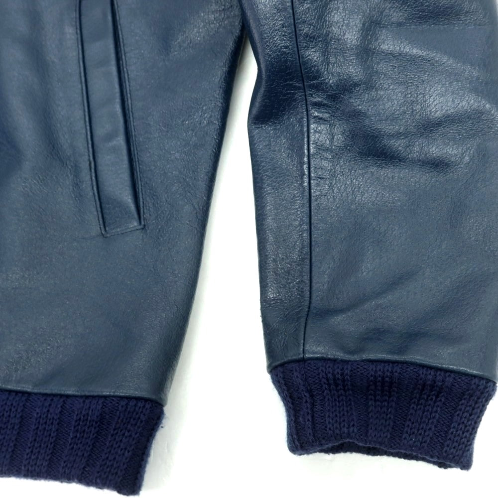 【中古】チンクアンタ Cinquanta ジップアップ レザーブルゾン ネイビー【 44 】【 状態ランクB 】【 メンズ 】