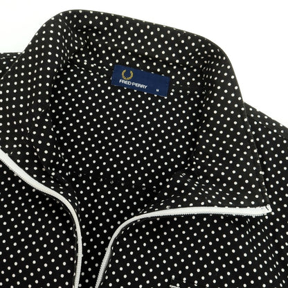 【中古】フレッドペリー FRED PERRY コットン ドット スタンドカラー ダブルジップ ブルゾン ブラックxホワイト【 M 】【 状態ランクC 】【 メンズ 】