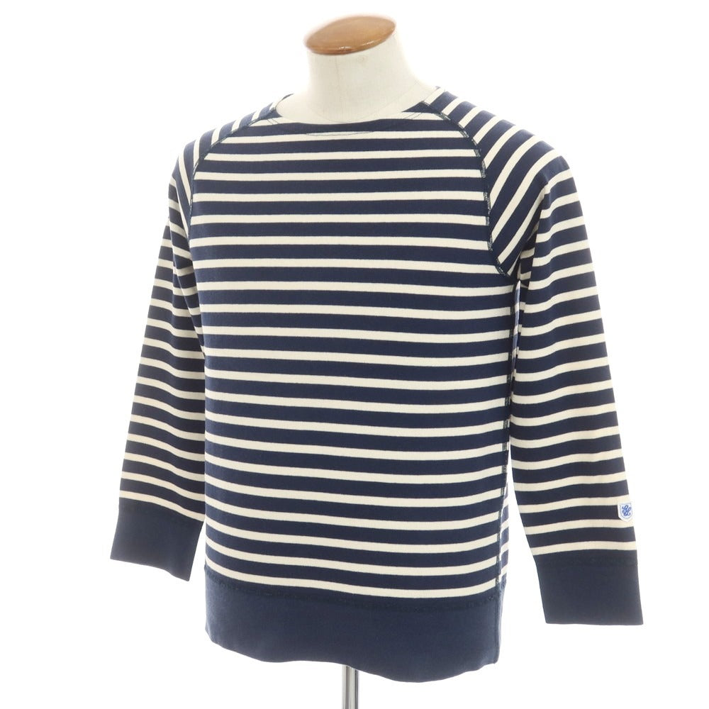 [Used] Glacon Cotton Striped Boat Neck Long Sleeve T-Shirt Navy x Ivory [3] [Condition Rank C] [Men&