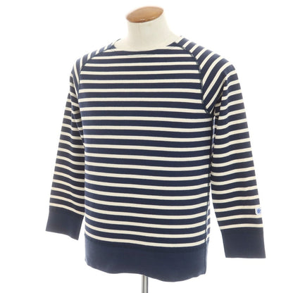 [Used] Glacon Cotton Striped Boat Neck Long Sleeve T-Shirt Navy x Ivory [3] [Condition Rank C] [Men&
