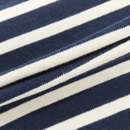 [Used] Glacon Cotton Striped Boat Neck Long Sleeve T-Shirt Navy x Ivory [3] [Condition Rank C] [Men&