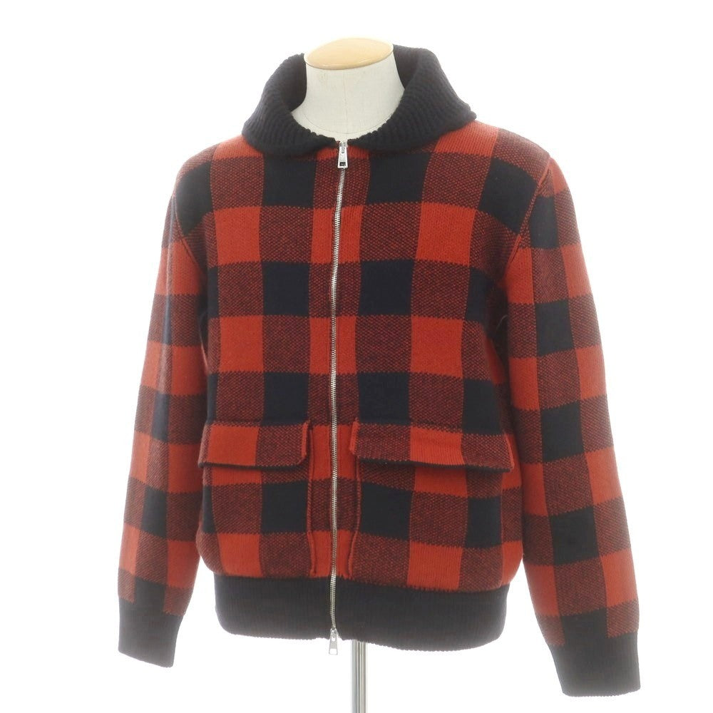 【中古】バフィー BAFY ウール ブロックチェック ダブルジップ カーディガン レッド系xブラック【サイズ44】【 状態ランクB 】【 メンズ 】[DPD]
