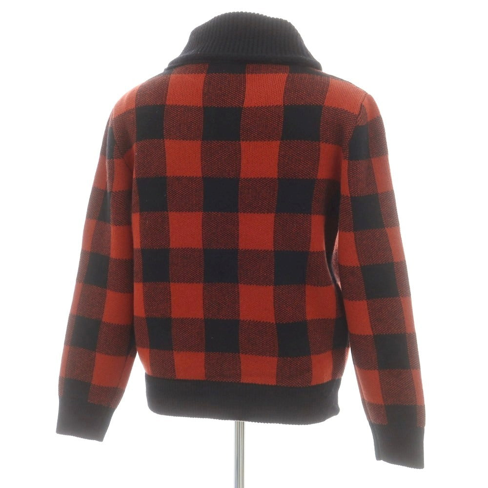 【中古】バフィー BAFY ウール ブロックチェック ダブルジップ カーディガン レッド系xブラック【サイズ44】【 状態ランクB 】【 メンズ 】[DPD]