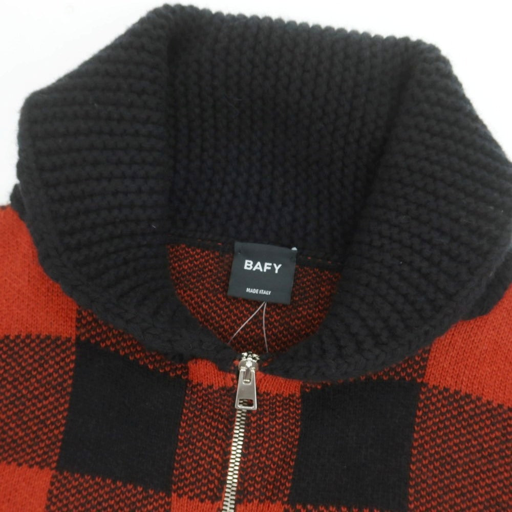 【中古】バフィー BAFY ウール ブロックチェック ダブルジップ カーディガン レッド系xブラック【サイズ44】【 状態ランクB 】【 メンズ 】[DPD]