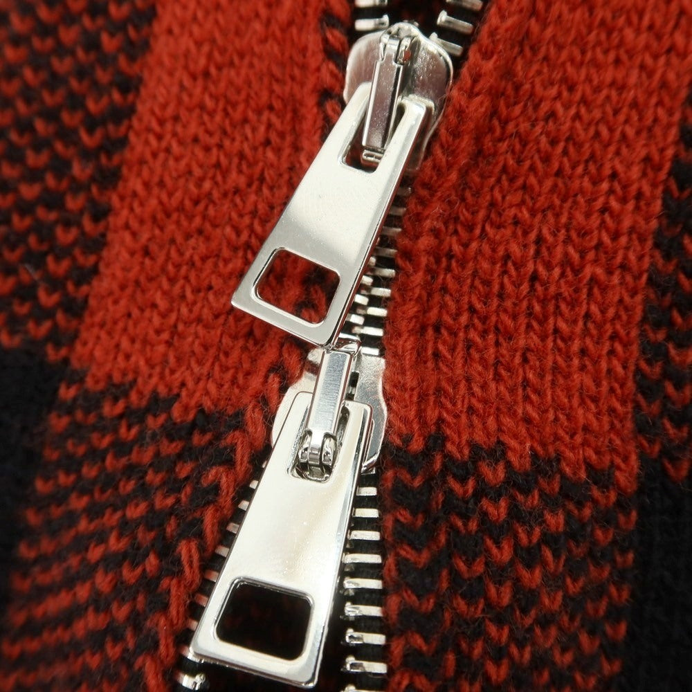 【中古】バフィー BAFY ウール ブロックチェック ダブルジップ カーディガン レッド系xブラック【サイズ44】【 状態ランクB 】【 メンズ 】[DPD]