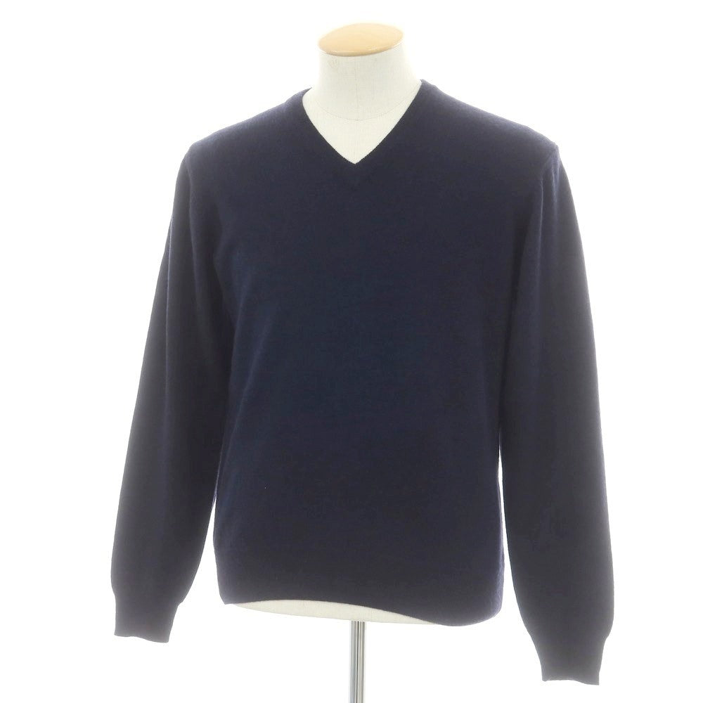 【中古】ハケットロンドン HACKETT LONDON ウールシルクカシミヤ Vネック プルオーバーニット ネイビー【サイズS】【 状態ランクB 】【 メンズ 】[DPD]