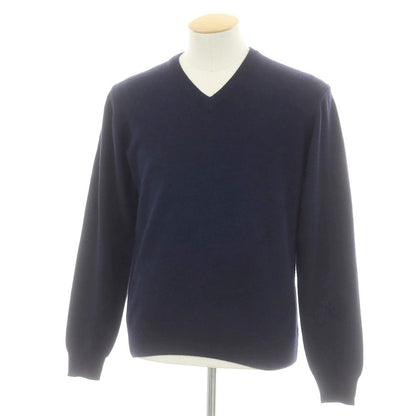 【中古】ハケットロンドン HACKETT LONDON ウールシルクカシミヤ Vネック プルオーバーニット ネイビー【 S 】【 状態ランクB 】【 メンズ 】