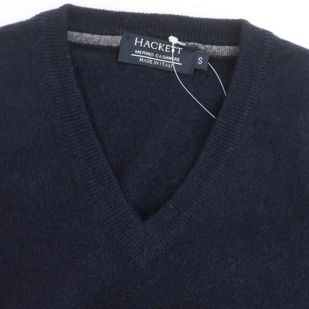 【中古】ハケットロンドン HACKETT LONDON ウールシルクカシミヤ Vネック プルオーバーニット ネイビー【サイズS】【 状態ランクB 】【 メンズ 】[DPD]