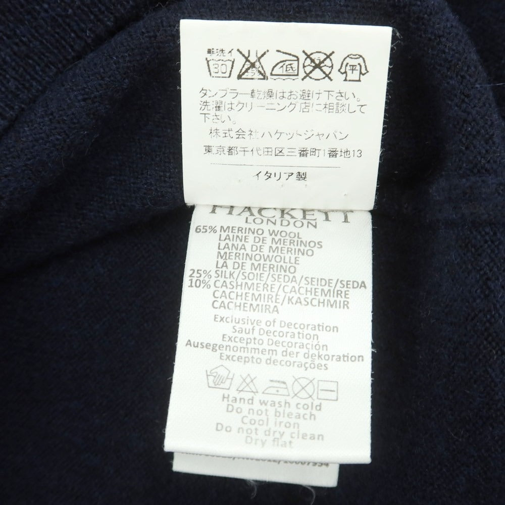 【中古】ハケットロンドン HACKETT LONDON ウールシルクカシミヤ Vネック プルオーバーニット ネイビー【サイズS】【 状態ランクB 】【 メンズ 】[DPD]
