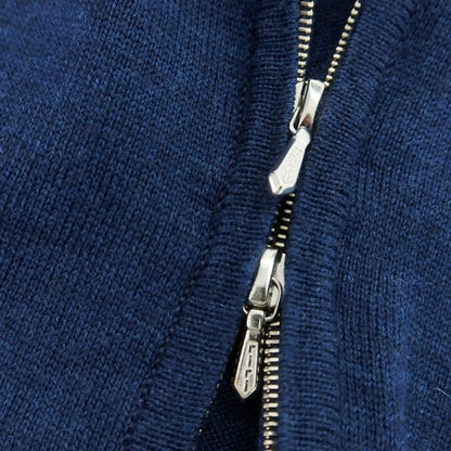 【中古】ジョンスメドレー JOHN SMEDLEY ハイゲージ ウール ダブルジップ カーディガン ネイビーブルー【 XS 】【 状態ランクA 】【 メンズ 】
