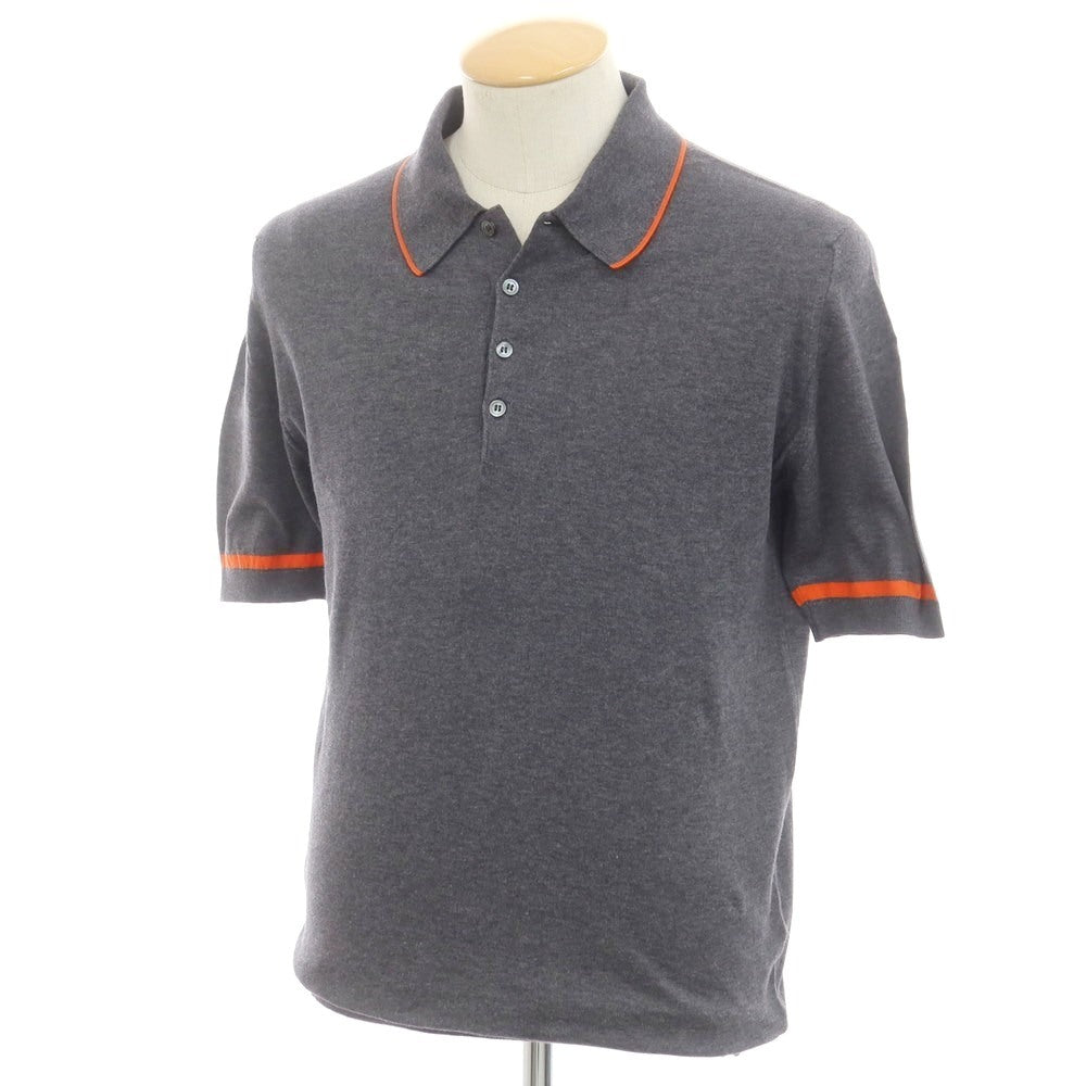 【中古】ジョンスメドレー JOHN SMEDLEY ハイゲージ コットン 半袖 ポロニット グレー【 S 】【 状態ランクA 】【 メンズ 】