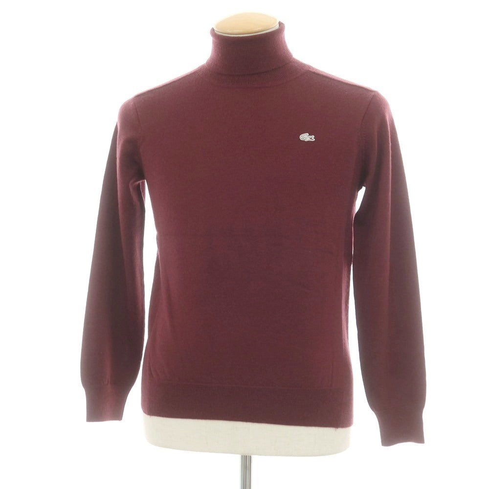 【中古】ラコステ LACOSTE ハイゲージ ウール タートルネック プルオーバーニット ワインレッド【 2 】【 状態ランクC 】【 メンズ 】