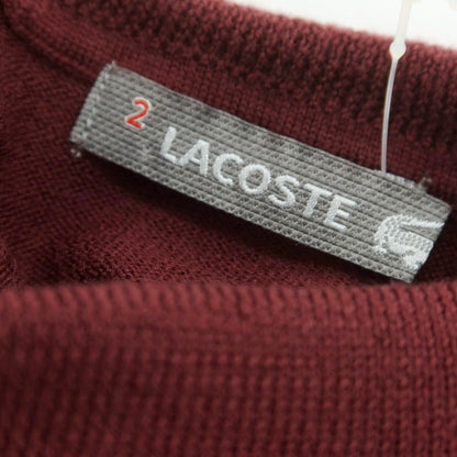 【中古】ラコステ LACOSTE ハイゲージ ウール タートルネック プルオーバーニット ワインレッド【 2 】【 状態ランクC 】【 メンズ 】