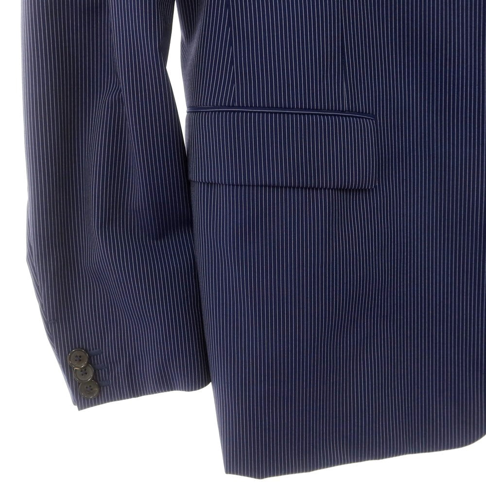 【中古】ジルサンダー JIL SANDER ウール ストライプ 2つボタンスーツ ネイビーxホワイト【サイズ48】【 状態ランクC 】【 メンズ 】[DPD]