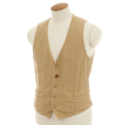 【中古】ラルディーニ LARDINI リネン ジレ ベスト ブラウンベージュ【 46 】【 状態ランクC 】【 メンズ 】