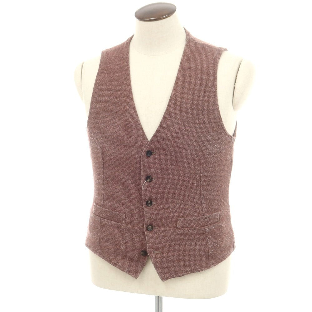 【中古】ラルディーニ LARDINI ウールポリエステル カジュアル系ジレ ベスト ワイン×グレー【 50 】【 状態ランクC 】【 メンズ 】