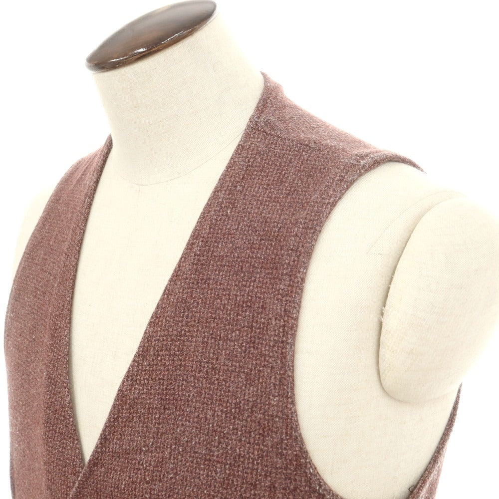 【中古】ラルディーニ LARDINI ウールポリエステル カジュアル系ジレ ベスト ワイン×グレー【 50 】【 状態ランクC 】【 メンズ 】