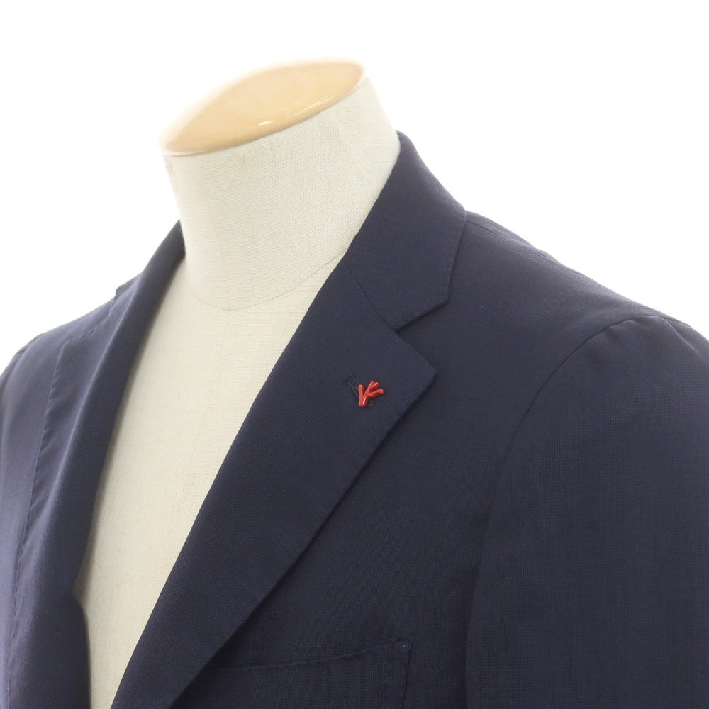 【中古】イザイア ISAIA SAILOR サマーウール テーラードジャケット ネイビー【 44/8R 】【 状態ランクB 】【 メンズ 】