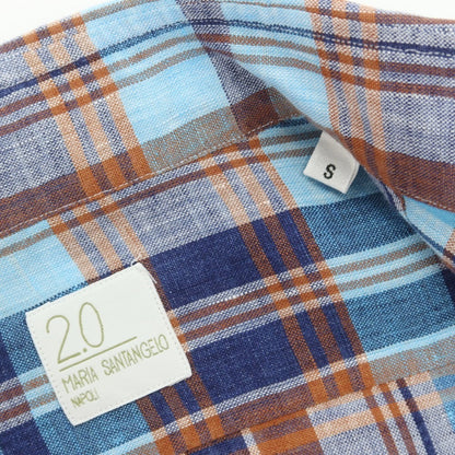 [Used] Maria Santangelo Linen Check Casual Shirt Blue x Brown [S] [Condition Rank B] [Men&