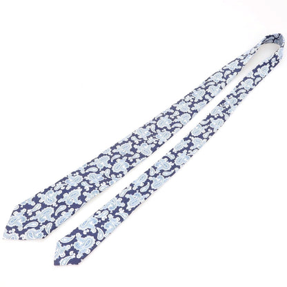 [Used] BEAMS F Silk Linen Paisley Pattern Necktie Navy x White [Condition Rank C] [Men&