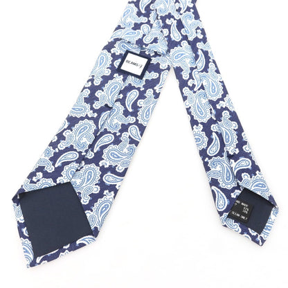[Used] BEAMS F Silk Linen Paisley Pattern Necktie Navy x White [Condition Rank C] [Men&