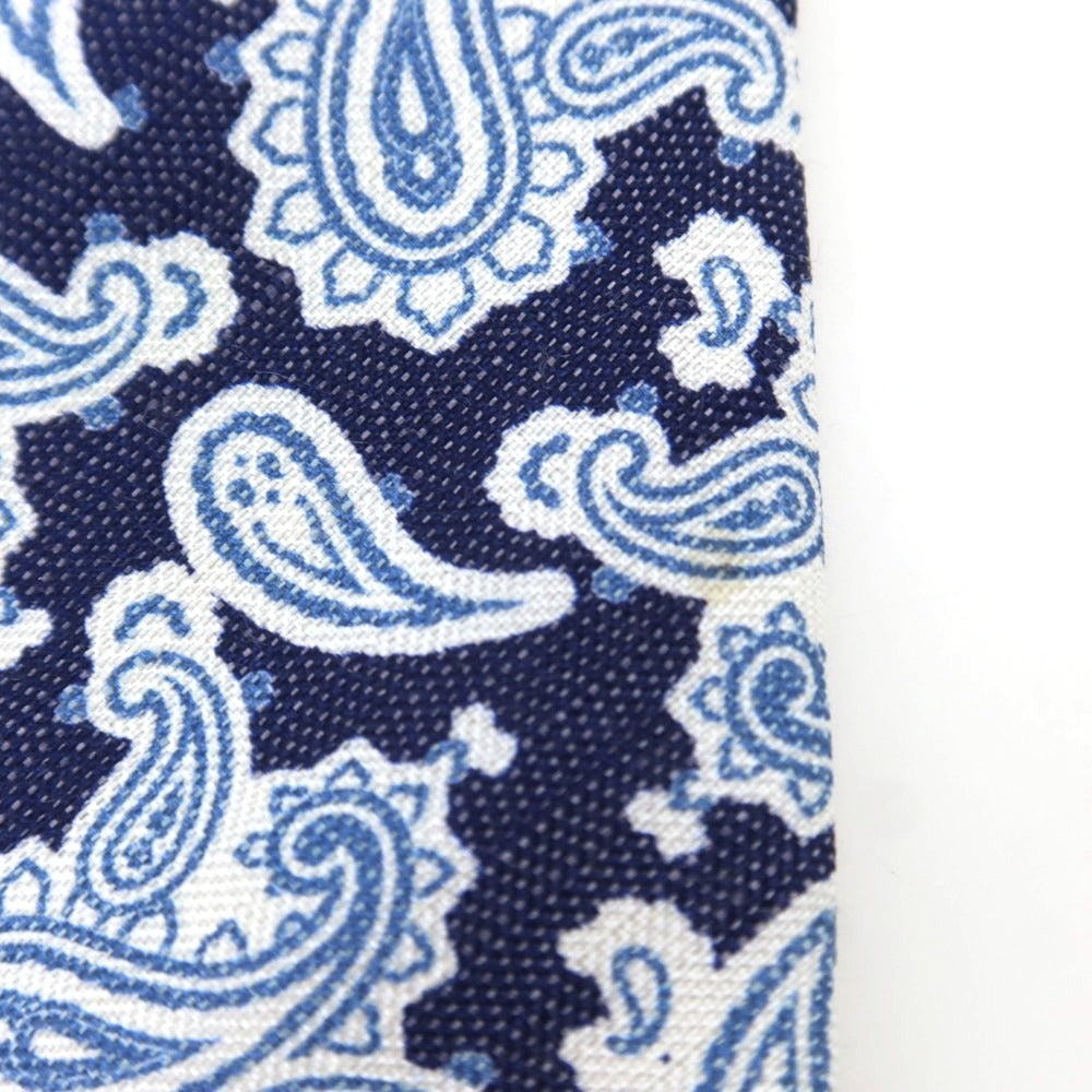 [Used] BEAMS F Silk Linen Paisley Pattern Necktie Navy x White [Condition Rank C] [Men&