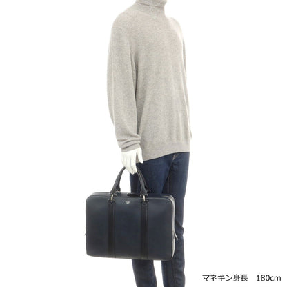 【中古】ペッレモルビダ PELLE MORBIDA 型押しレザー ブリーフケース ネイビー【 状態ランクC 】【 メンズ 】