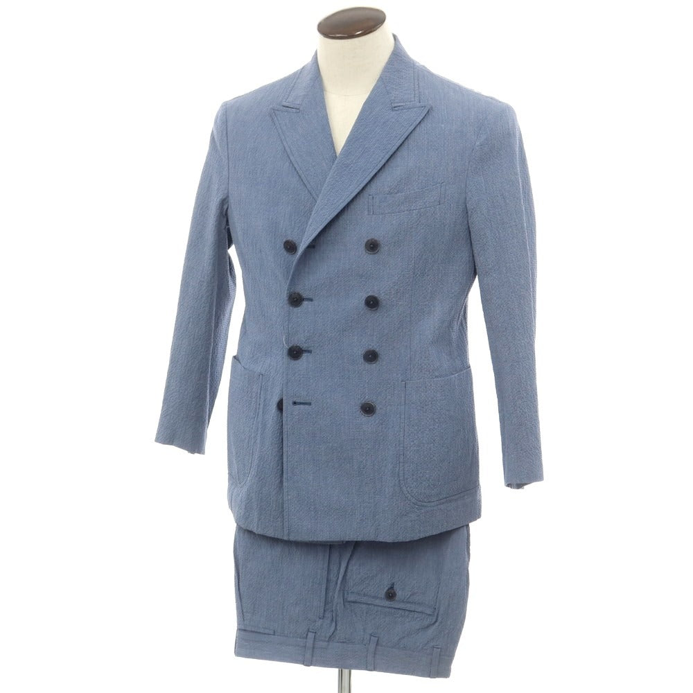 [Used] THE GIGI ZIGGY Seersucker Cotton Double Breasted Suit Set Blue [50] [Condition Rank C] [Men&