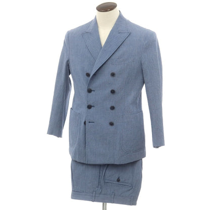 [Used] THE GIGI ZIGGY Seersucker Cotton Double Breasted Suit Set Blue [50] [Condition Rank C] [Men&