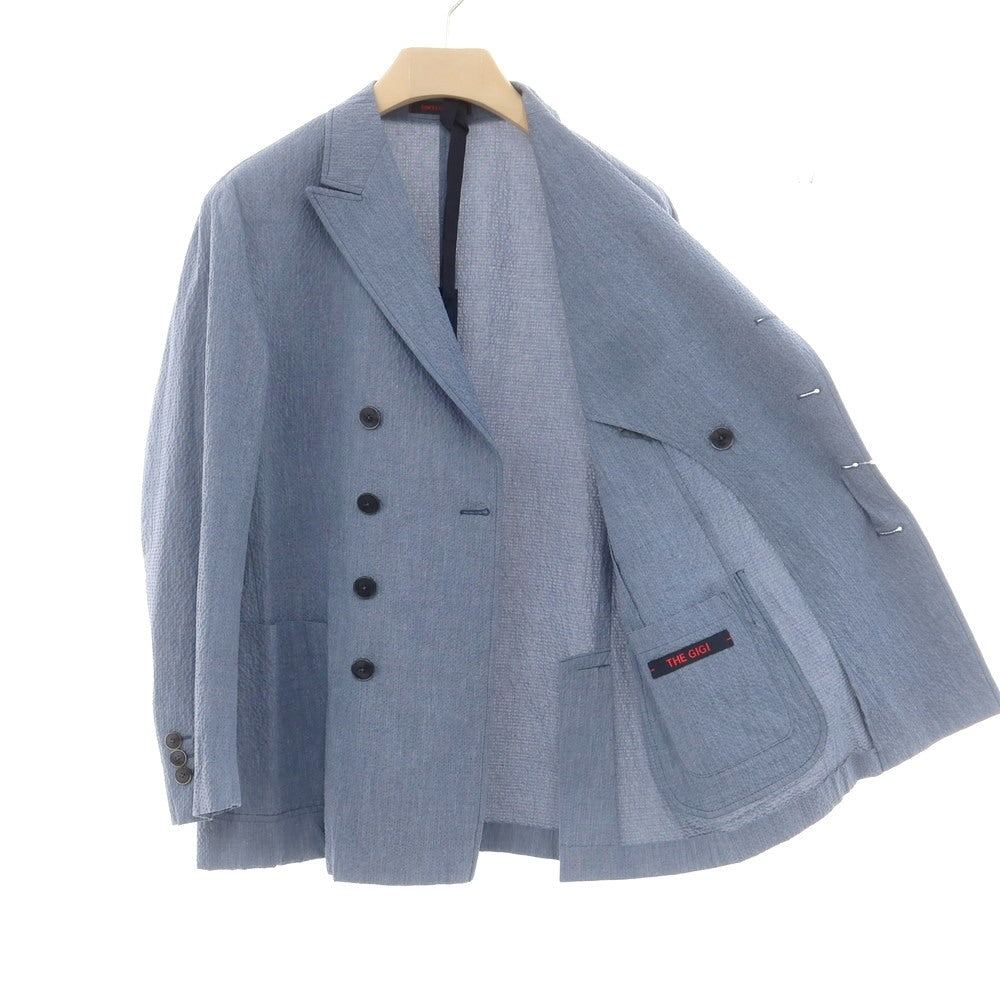[Used] THE GIGI ZIGGY Seersucker Cotton Double Breasted Suit Set Blue [50] [Condition Rank C] [Men&