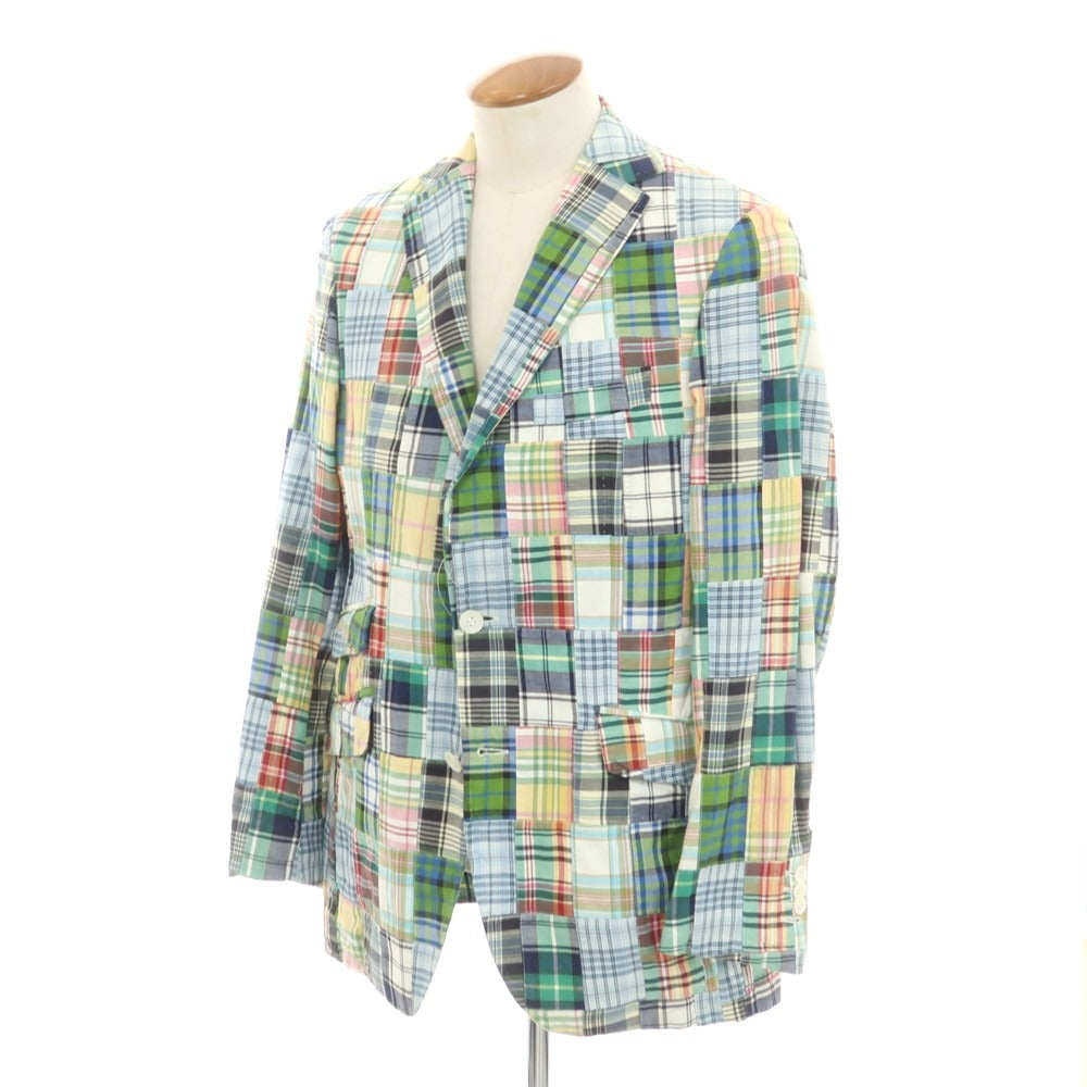 【中古】ハートフォード Hartford チェックコットン パッチワーク ジャケット グリーンxマルチカラー【 48 】【 状態ランクB 】【 メンズ 】