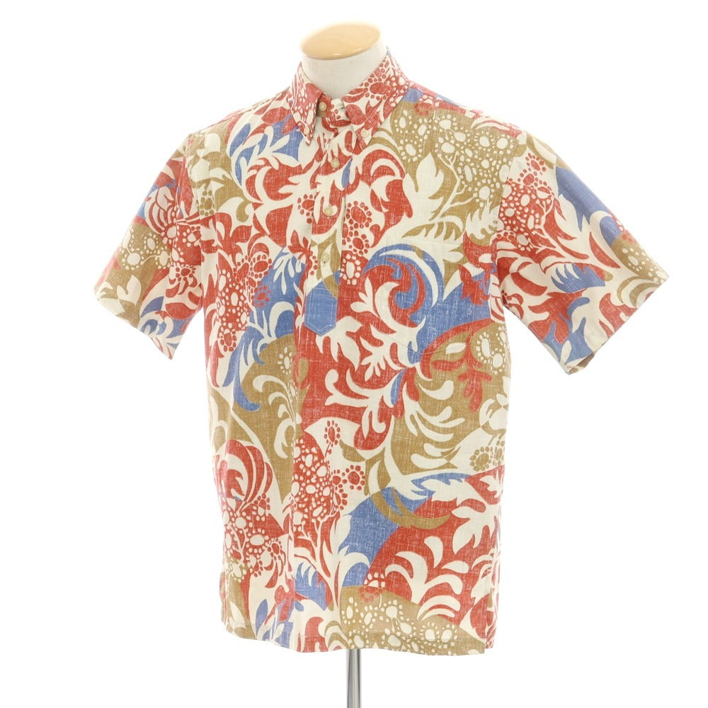 [Used] Reyn Spooner Cotton Polyester Floral Print Pullover Short Sleeve Shirt Beige x Red [S] [Condition Rank A] [Men&