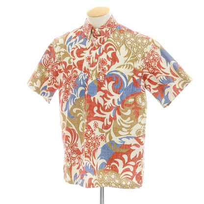 [Used] Reyn Spooner Cotton Polyester Floral Print Pullover Short Sleeve Shirt Beige x Red [S] [Condition Rank A] [Men&