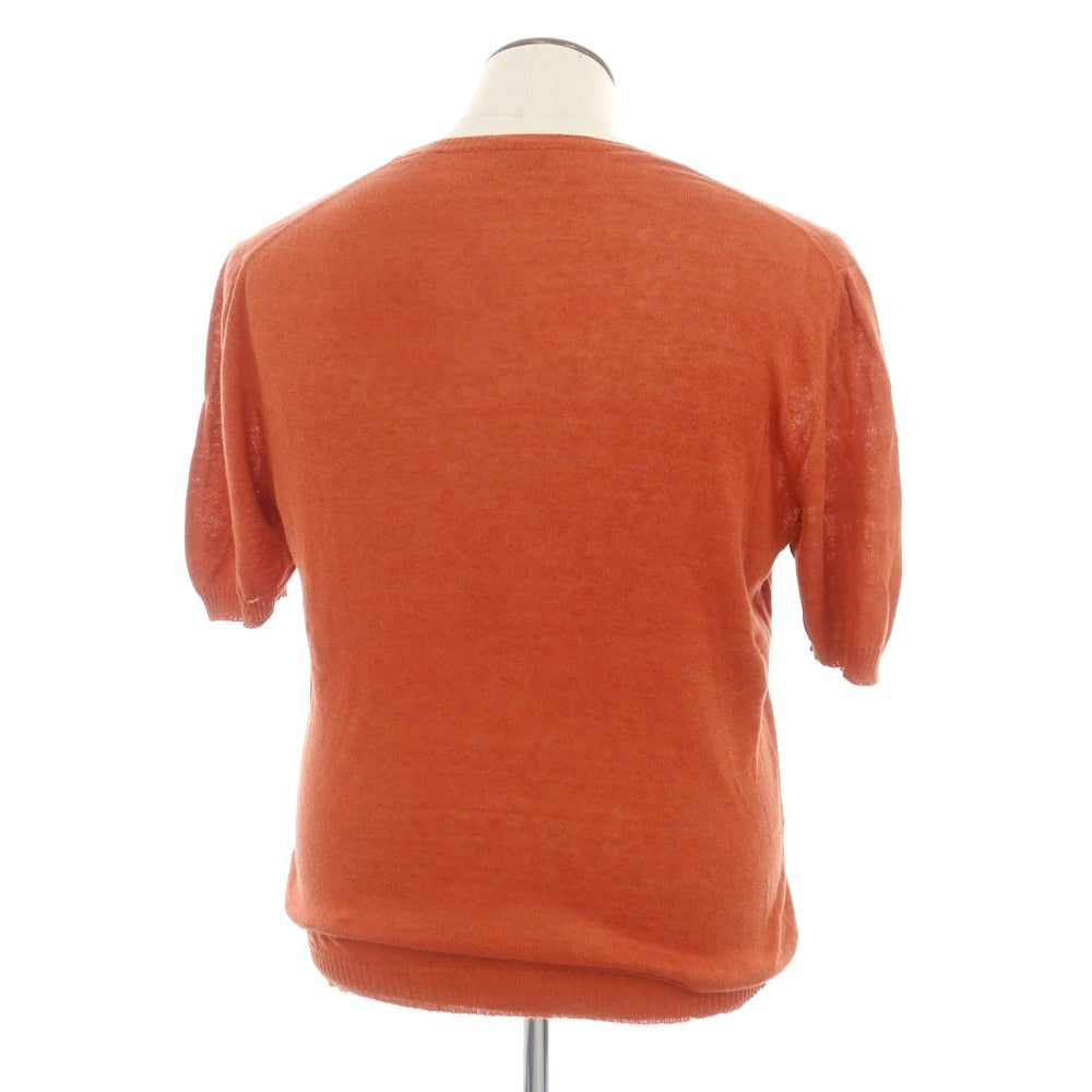 【中古】セッテフィーリ カシミア Settefili Cashmere ハイゲージ リネンコットン クルーネック 半袖 プルオーバーニット テラコッタオレンジ【サイズ52/L】【 状態ランクB 】【 メンズ 】[EPD]