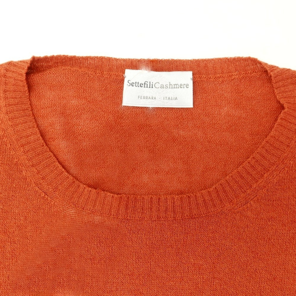 【中古】セッテフィーリ カシミア Settefili Cashmere ハイゲージ リネンコットン クルーネック 半袖 プルオーバーニット テラコッタオレンジ【サイズ52/L】【 状態ランクB 】【 メンズ 】[EPD]