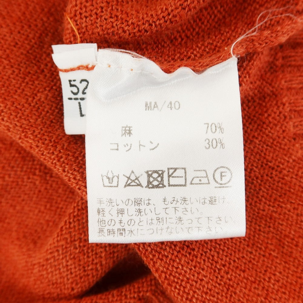 【中古】セッテフィーリ カシミア Settefili Cashmere ハイゲージ リネンコットン クルーネック 半袖 プルオーバーニット テラコッタオレンジ【サイズ52/L】【 状態ランクB 】【 メンズ 】[EPD]