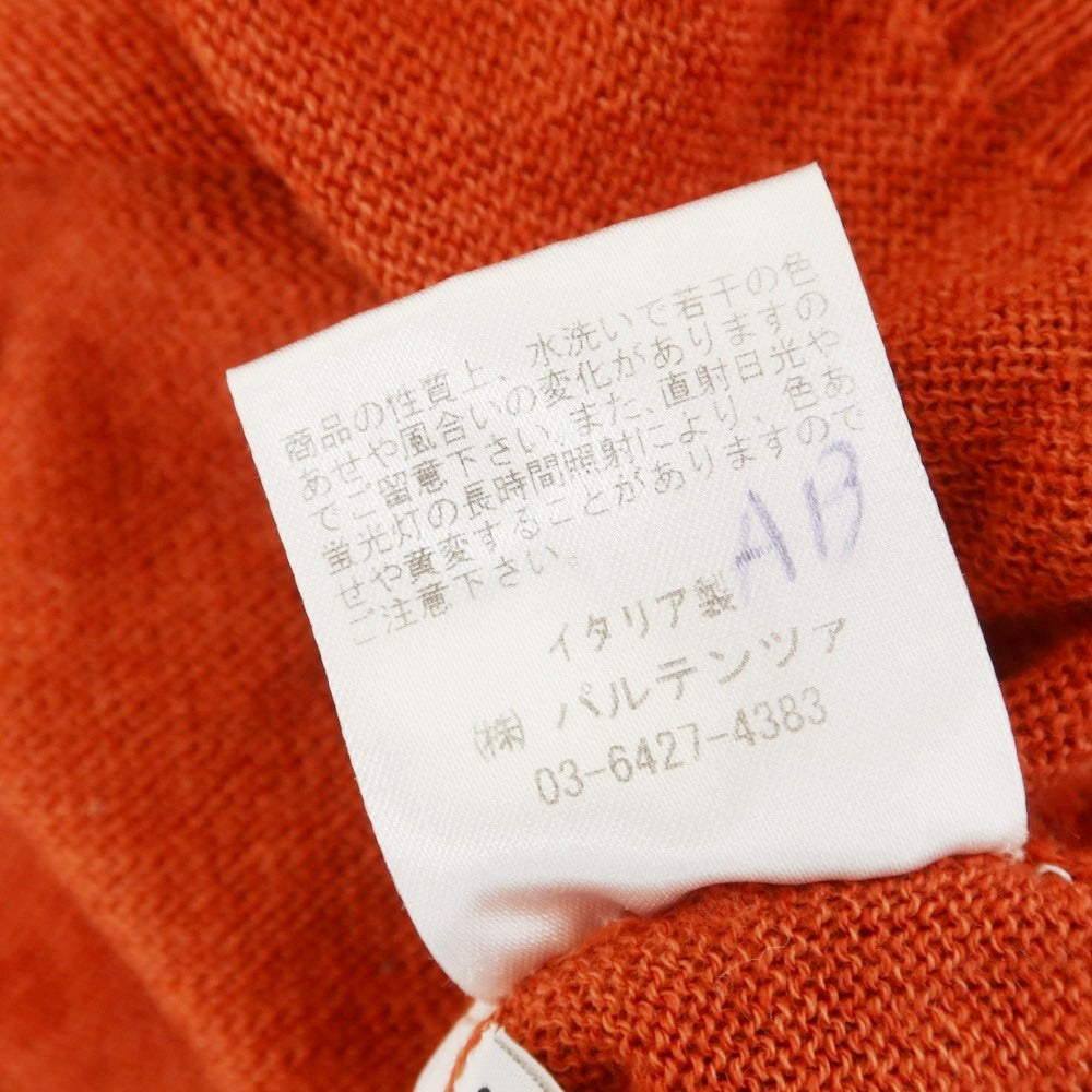 【中古】セッテフィーリ カシミア Settefili Cashmere ハイゲージ リネンコットン クルーネック 半袖 プルオーバーニット テラコッタオレンジ【サイズ52/L】【 状態ランクB 】【 メンズ 】[EPD]