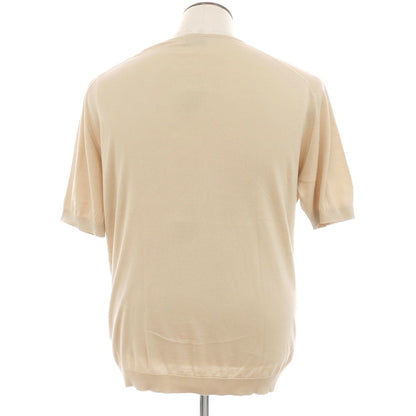 【中古】ジョンスメドレー JOHN SMEDLEY ハイゲージ コットン クルーネック 半袖 プルオーバーニット ベージュ【 XL 】【 状態ランクB 】【 メンズ 】