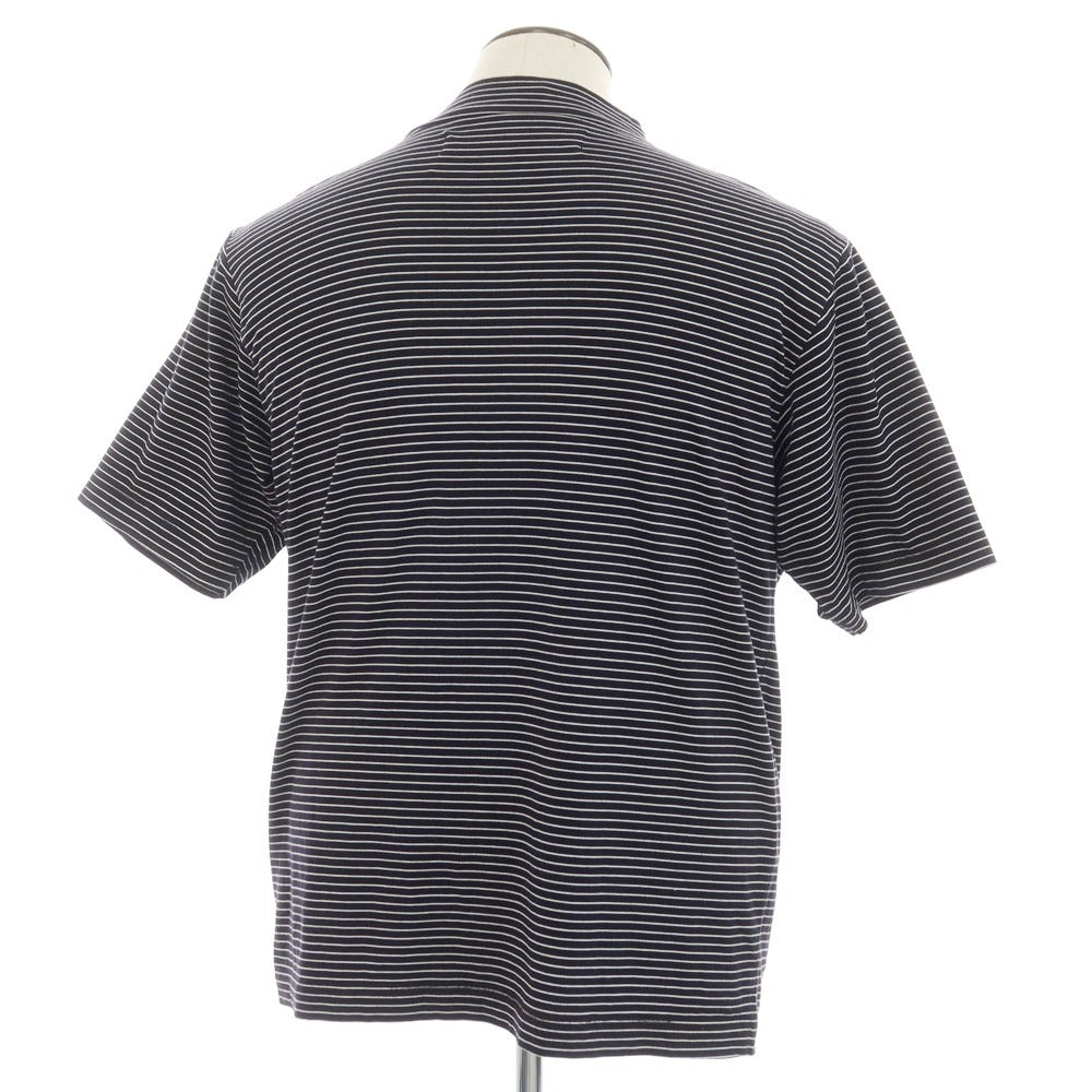 [Used] Nano Universe Cotton Border Mock Neck Short Sleeve T-Shirt Navy x White [L] [Condition Rank B] [Men&